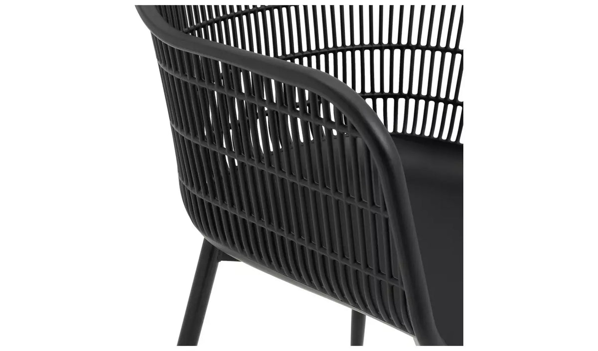 Serpa Set of 2 Plastic Garden Chairs - Black