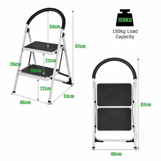 Costway 2 Step Folding Household Ladder with Anti-Slip Platform and Grip