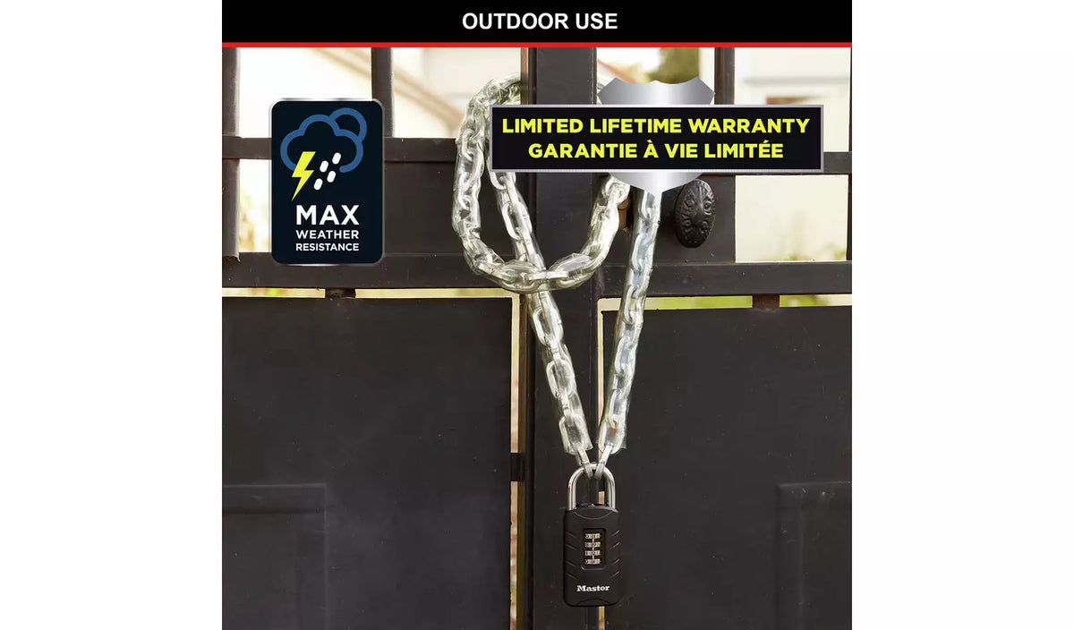 Master Lock 656EURDBLK Outdoor Combination Padlock with Key