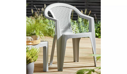 Home Resin Rattan Effect Stacking Garden Chair - Grey