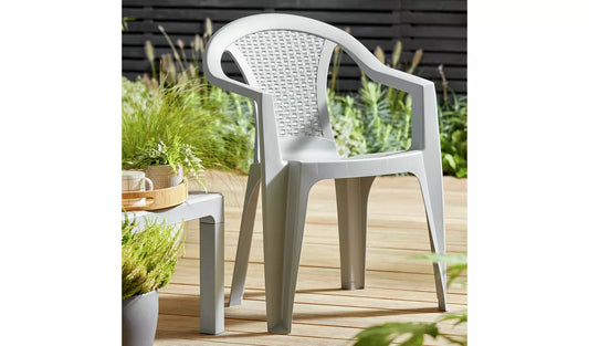 Home Resin Rattan Effect Stacking Garden Chair - Grey