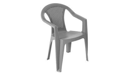 Home Resin Rattan Effect Stacking Garden Chair - Grey