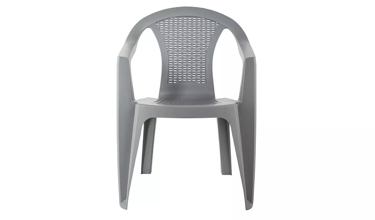 Home Resin Rattan Effect Stacking Garden Chair - Grey