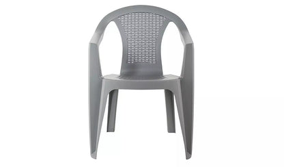 Home Resin Rattan Effect Stacking Garden Chair - Grey
