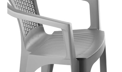 Home Resin Rattan Effect Stacking Garden Chair - Grey