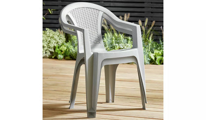 Home Resin Rattan Effect Stacking Garden Chair - Grey