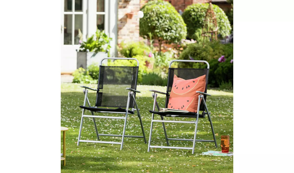 Home Atlantic Set of 2 Folding Metal Garden Chairs