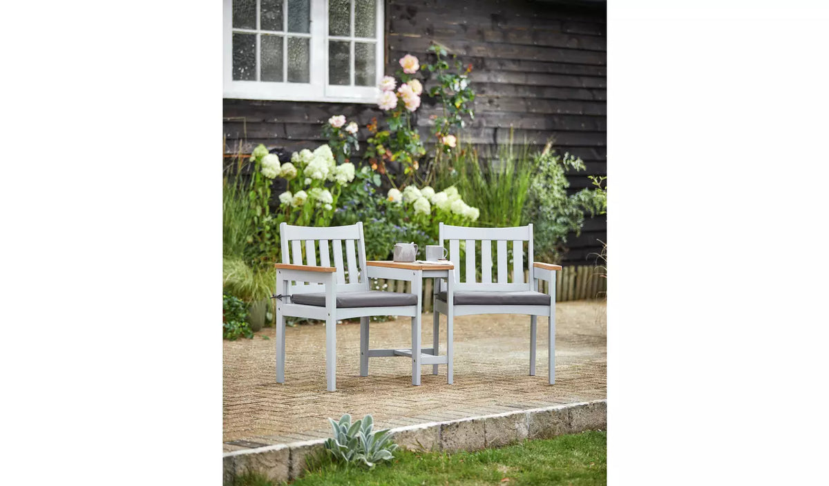 Argos Home Wooden Garden Love Seats - Grey416/5989