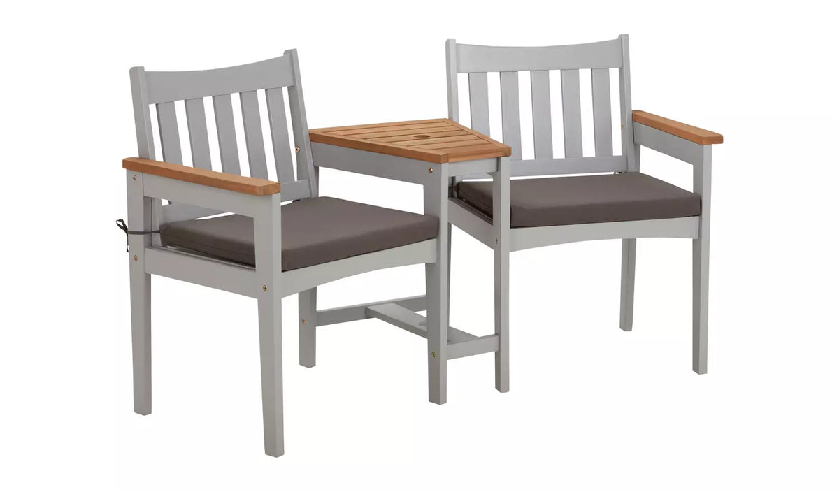Argos Home Wooden Garden Love Seats - Grey416/5989