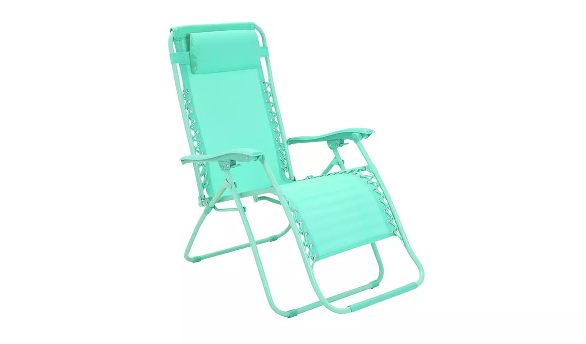 Home Folding Metal Zero Gravity Sun Lounger - Teal