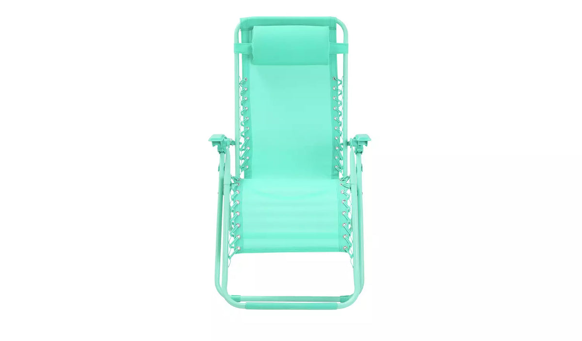 Home Folding Metal Zero Gravity Sun Lounger - Teal