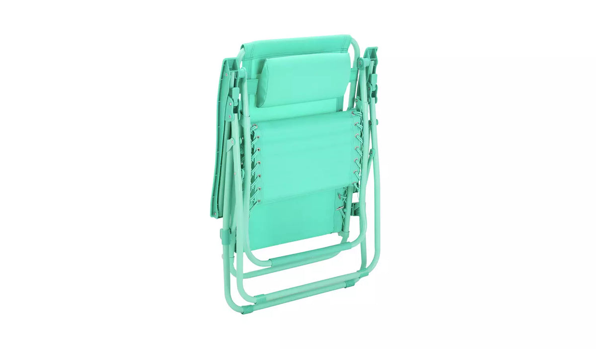Home Folding Metal Zero Gravity Sun Lounger - Teal