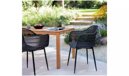 Serpa Set of 2 Plastic Garden Chairs - Black