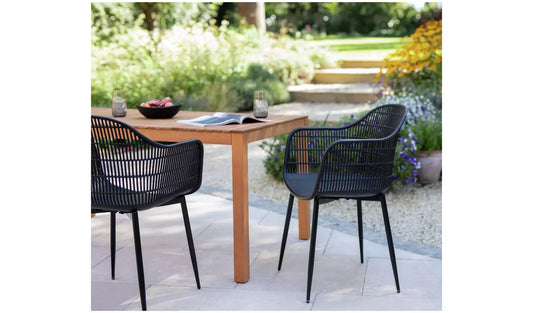 Serpa Set of 2 Plastic Garden Chairs - Black
