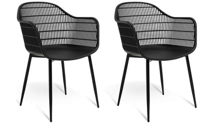 Serpa Set of 2 Plastic Garden Chairs - Black