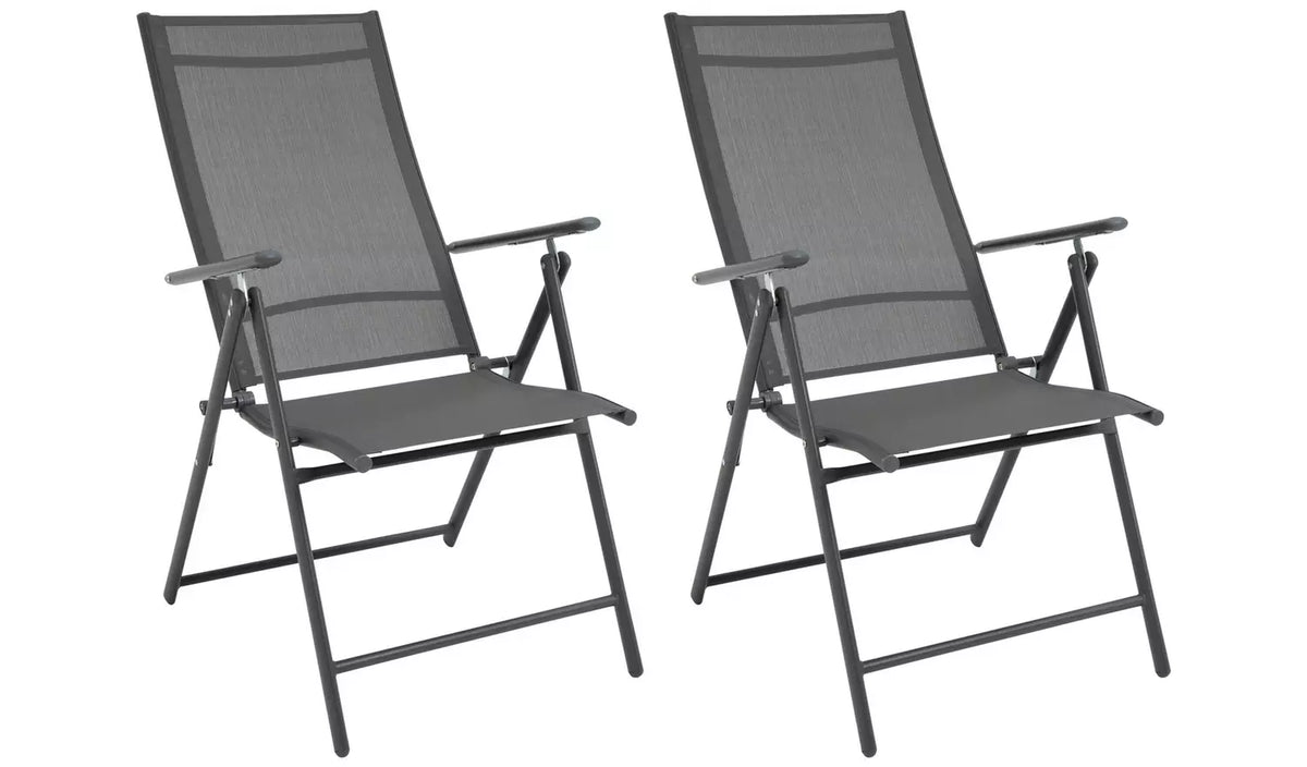Home Set of 2 Metal Garden Chair - Grey