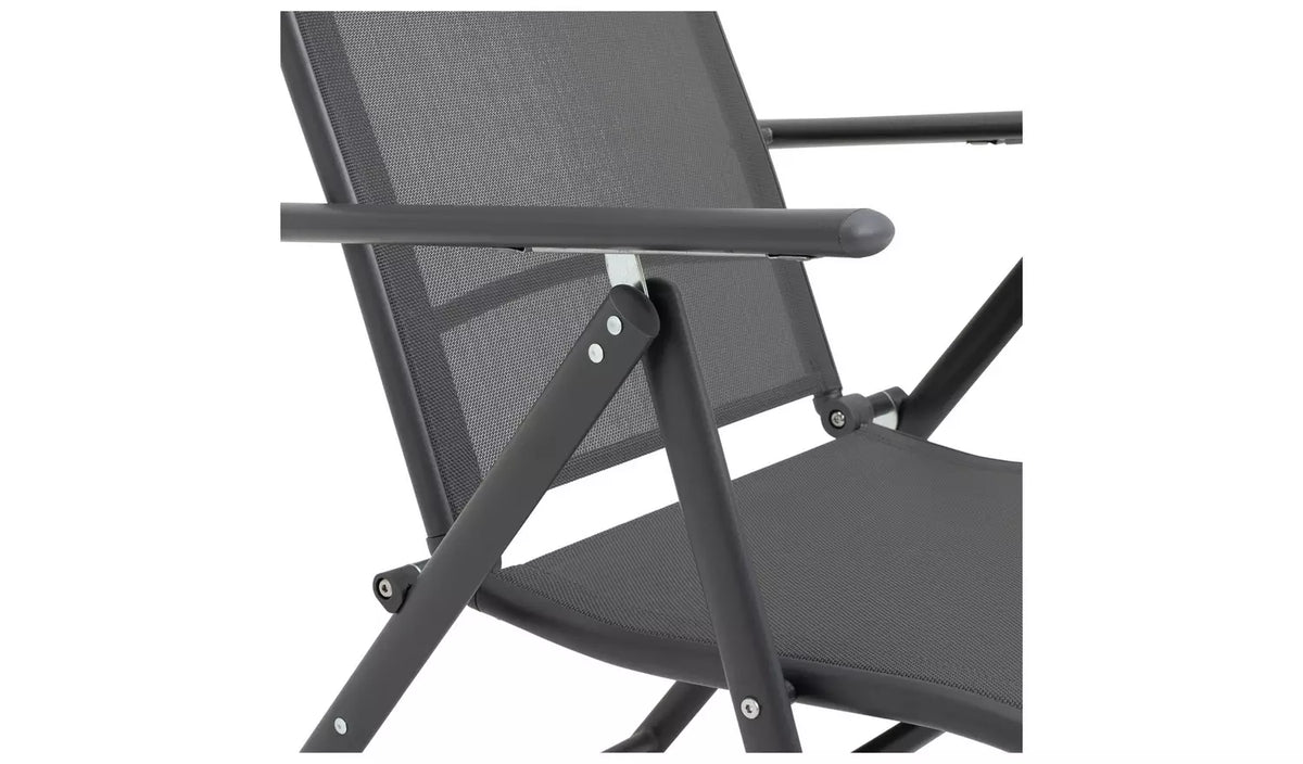 Home Set of 2 Metal Garden Chair - Grey