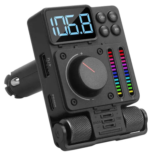 Car Fm Audio Transmitter & Hands-free Kit With Bluetooth, Usb-c Charging & Eq Adjusters - August CR235