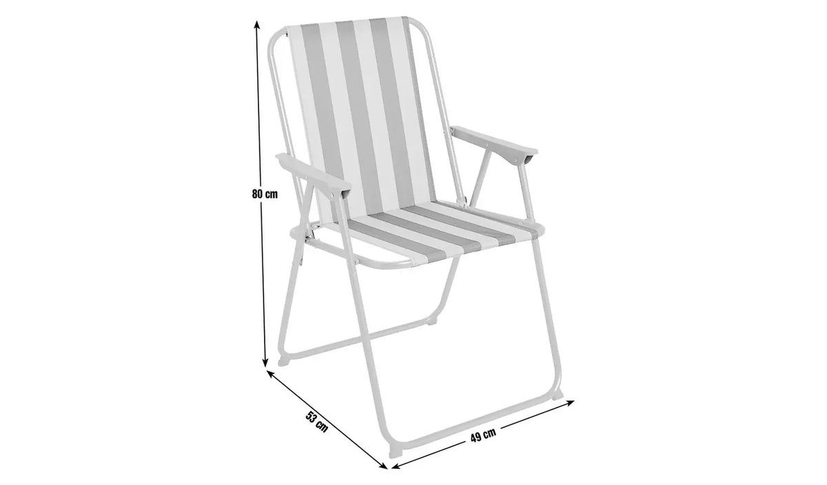 Bright Stripe Folding Metal Garden Chair - Blue