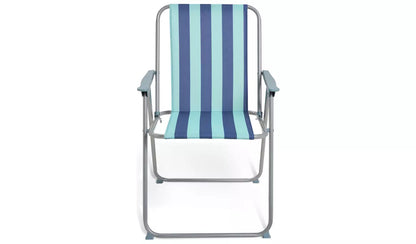 Bright Stripe Folding Metal Garden Chair - Blue