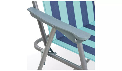 Bright Stripe Folding Metal Garden Chair - Blue