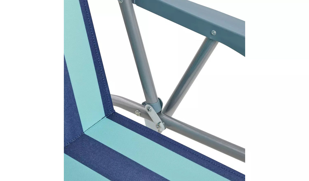 Bright Stripe Folding Metal Garden Chair - Blue
