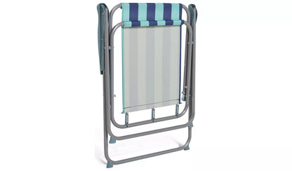 Bright Stripe Folding Metal Garden Chair - Blue