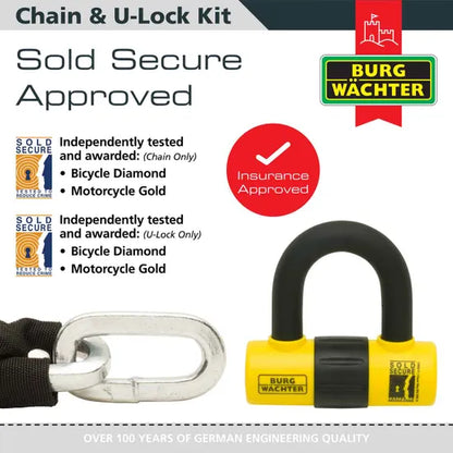 Burg-wachter Kit Sold Secure Gold 1M X 12Mm Motorbike Chain, U-lock Gkm 12Mc 1M Kit U