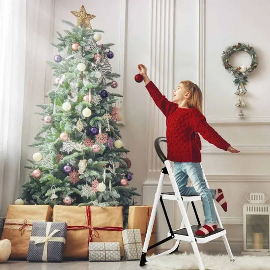 Costway 2 Step Folding Household Ladder with Anti-Slip Platform and Grip