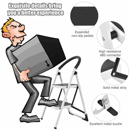 Costway 2 Step Folding Household Ladder with Anti-Slip Platform and Grip