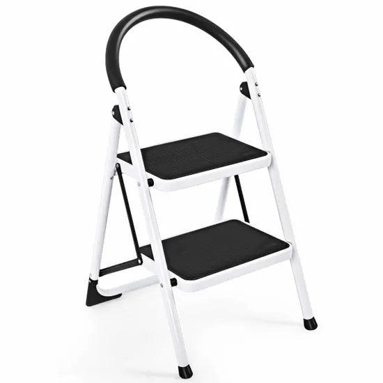 Costway 2 Step Folding Household Ladder with Anti-Slip Platform and Grip