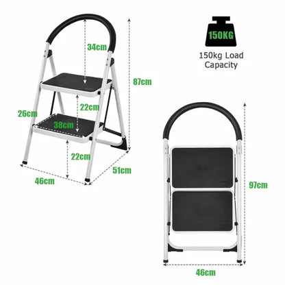 Costway 2 Step Folding Household Ladder with Anti-Slip Platform and Grip