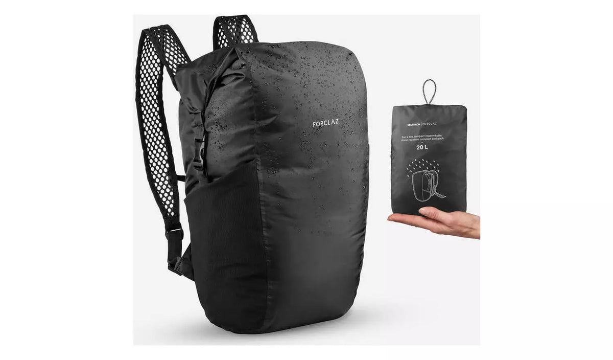 Decathlon Travel Waterproof Foldable Backpack 20L - Black