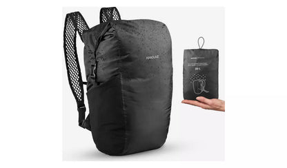 Decathlon Travel Waterproof Foldable Backpack 20L - Black