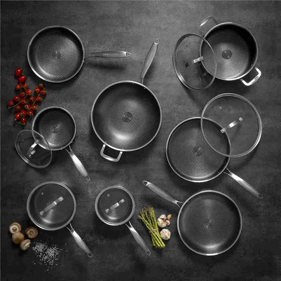 HexGuard 30cm Hybrid Stainless Steel Wok with Helper Handle - Hexagonal Non-Stick