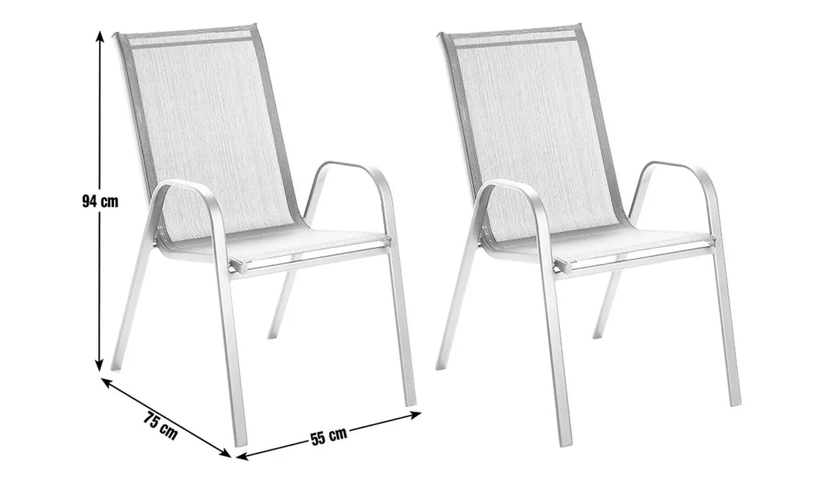 Home Sicily Set of 2 Stacking Garden Chairs - Grey