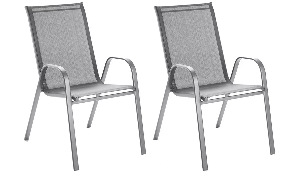 Home Sicily Set of 2 Stacking Garden Chairs - Grey