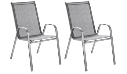 Home Sicily Set of 2 Stacking Garden Chairs - Grey