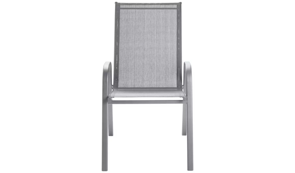 Home Sicily Set of 2 Stacking Garden Chairs - Grey