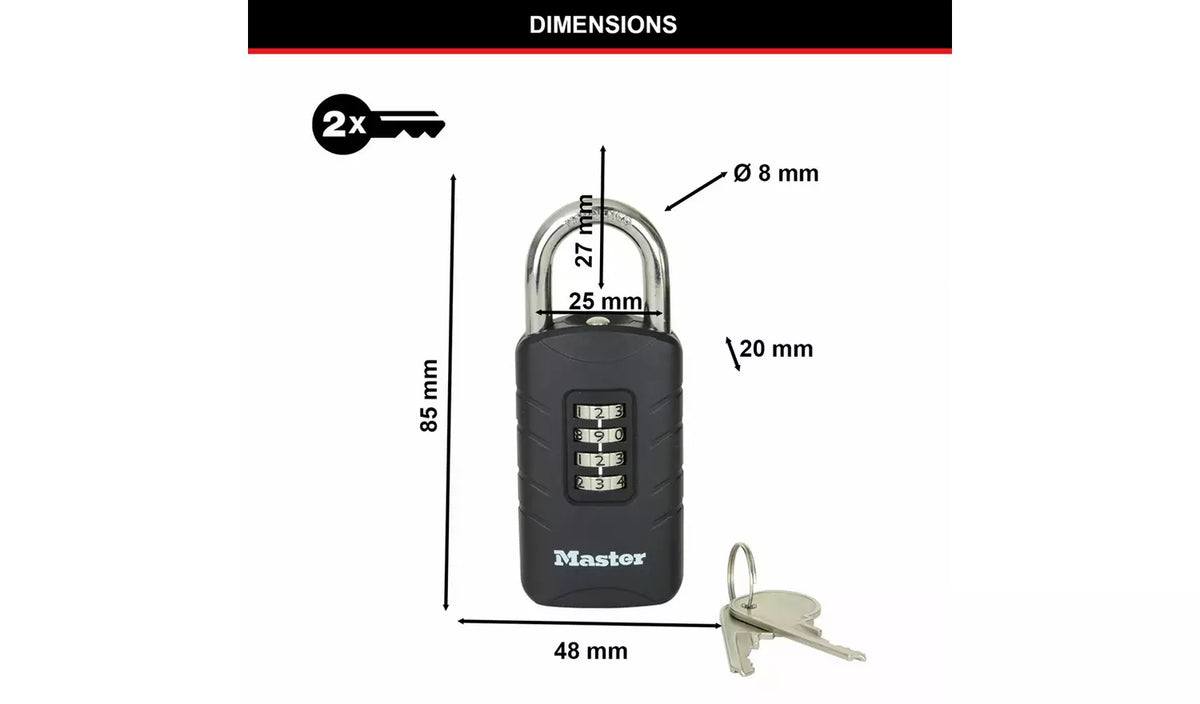 Master Lock 656EURDBLK Outdoor Combination Padlock with Key