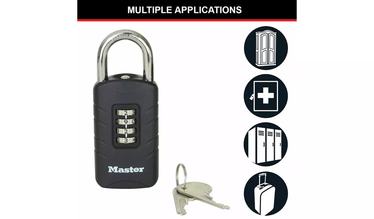 Master Lock 656EURDBLK Outdoor Combination Padlock with Key