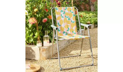Home Folding Metal Garden Chair - Lemon