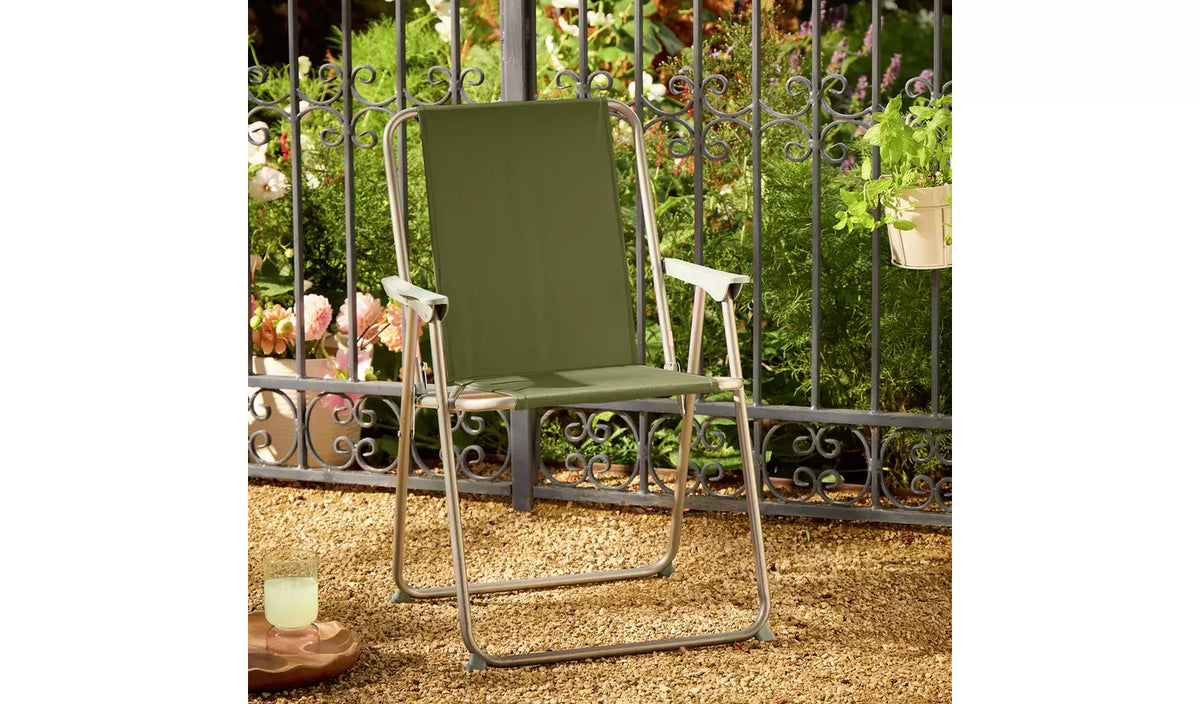 Home Folding Metal Garden Chair - Green