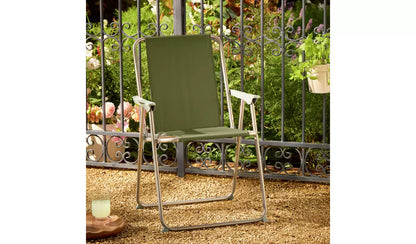 Home Folding Metal Garden Chair - Green