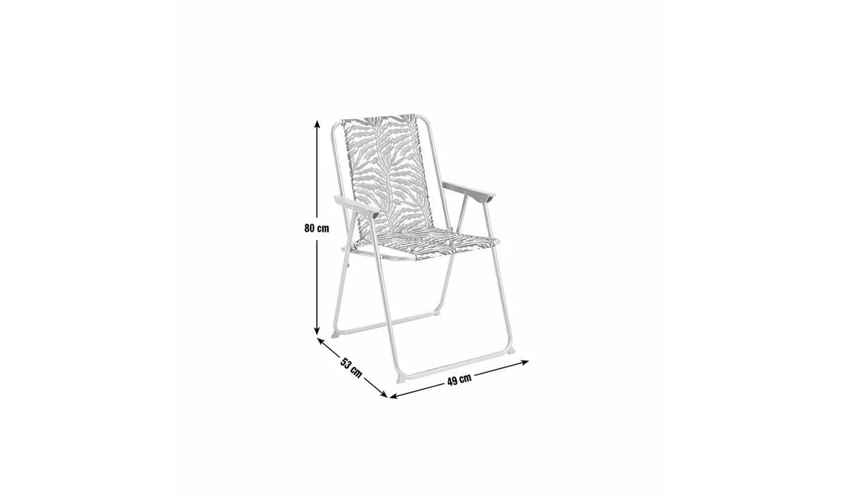 Picnic Leaf Print Folding Metal Garden Chair - Green