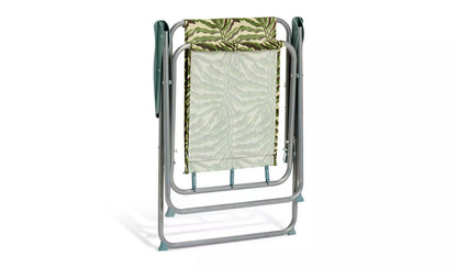 Picnic Leaf Print Folding Metal Garden Chair - Green