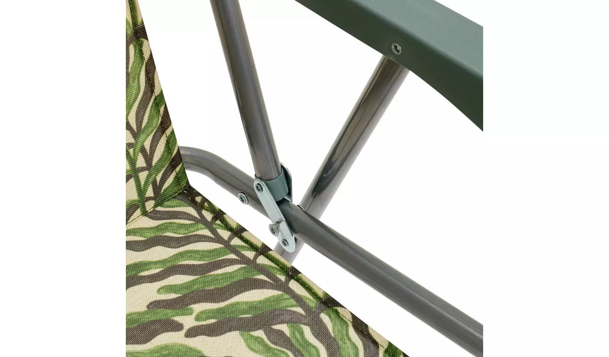 Picnic Leaf Print Folding Metal Garden Chair - Green