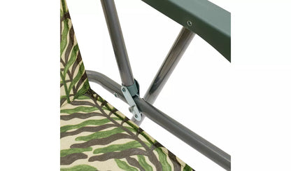 Picnic Leaf Print Folding Metal Garden Chair - Green