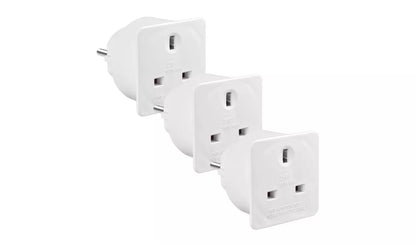 Masterplug UK to Europe Travel Adaptor - 3 Pack