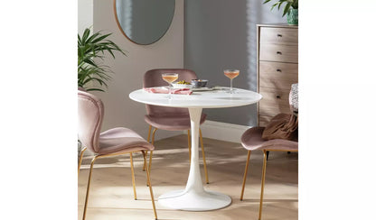 4 Seater Round Dining Table - White